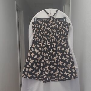 Butterfly Print Black and Cream Romper by Lily Rose